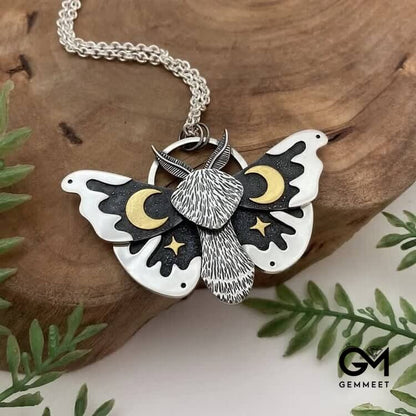 Vintage Silver Moth Necklace