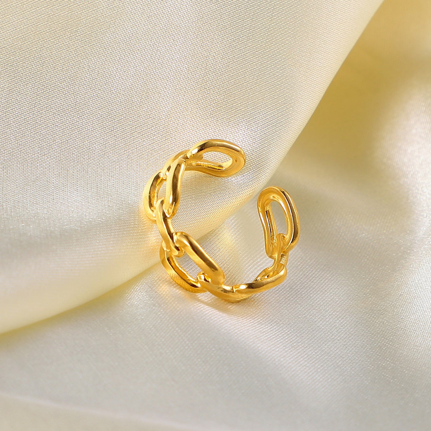 Gold Plated Stainless Steel Square Chain Ring