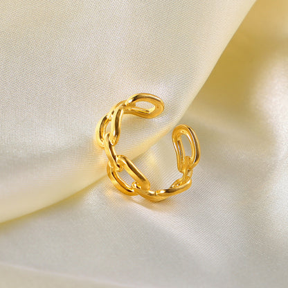 Gold Plated Stainless Steel Square Chain Ring