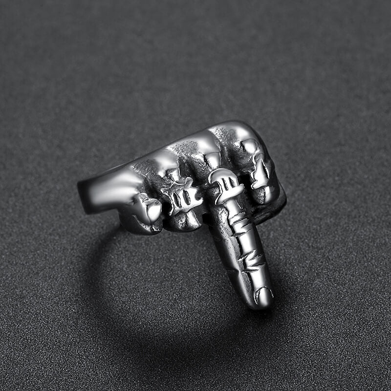 Vintage Fist Middle Finger Ring