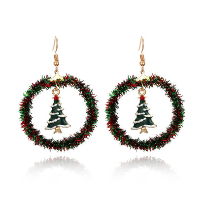 Christmas Earrings Handwoven Personality Christmas Tree Sika Deer Earrings Ornaments