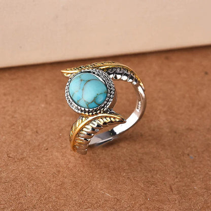 Turquoise Feather Ring