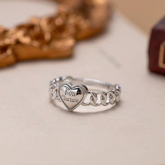 Heart Letter Chain Ring