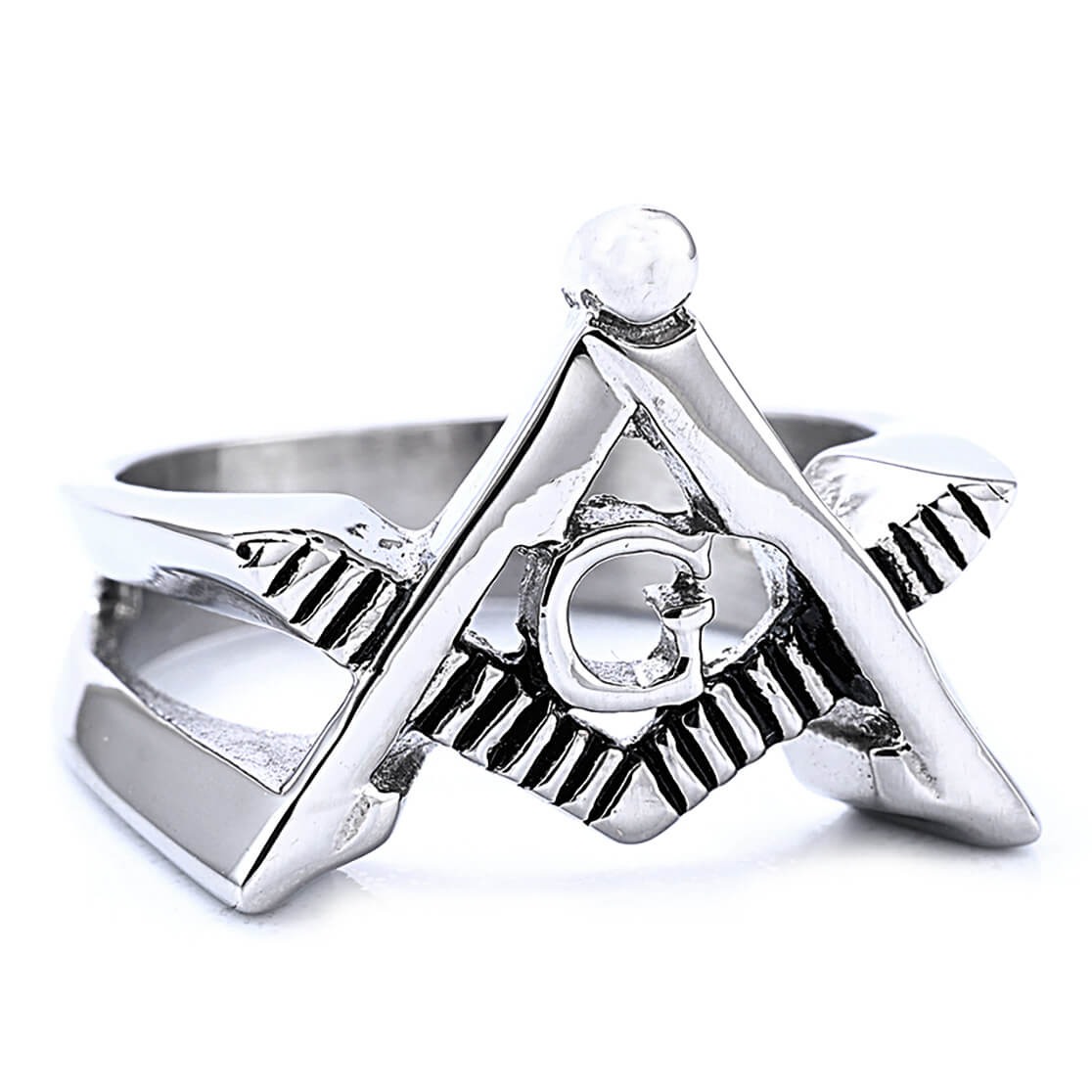 Stainless Steel Simple AG Masonic Solid Ring