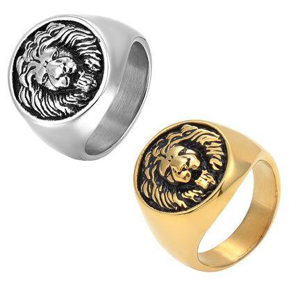 Men's Vintage Lion Head Stainless Steel Ring