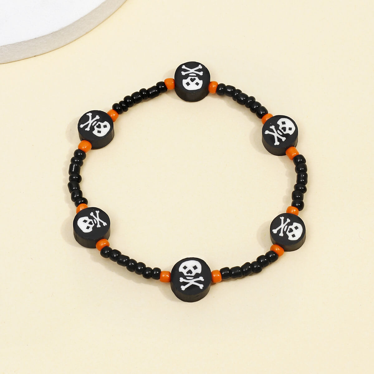 Halloween Punk Design European and American Skull Bone Soft Pottery Rice Beads Beaded Bracelet