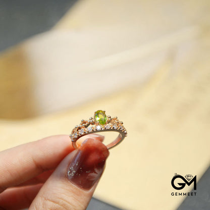 Luxury Green and White Zircon Gold Plated Ring