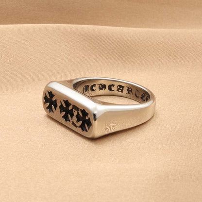 Flat Cross-shaped Retro Trendy Men's Ring