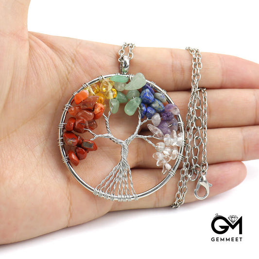 Kabbalah Tree of Life Gravel Crystal Necklace