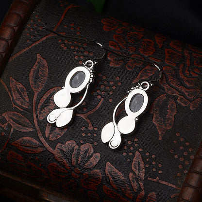 Flower Shape Oval Cut Moonstone Dangle Earrings