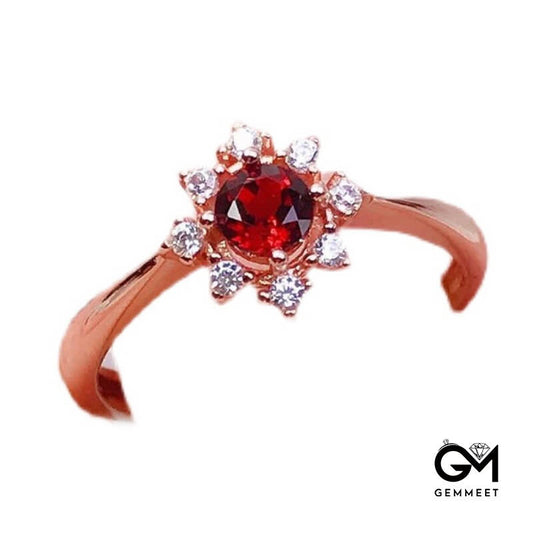 Rose Gold Wine Red Garnet Ring