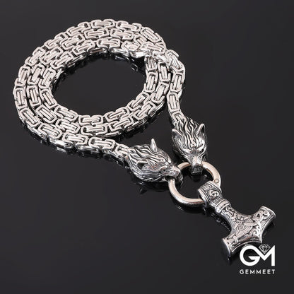 Stainless Steel Alloy Imperial Chain Wolf Head Necklace