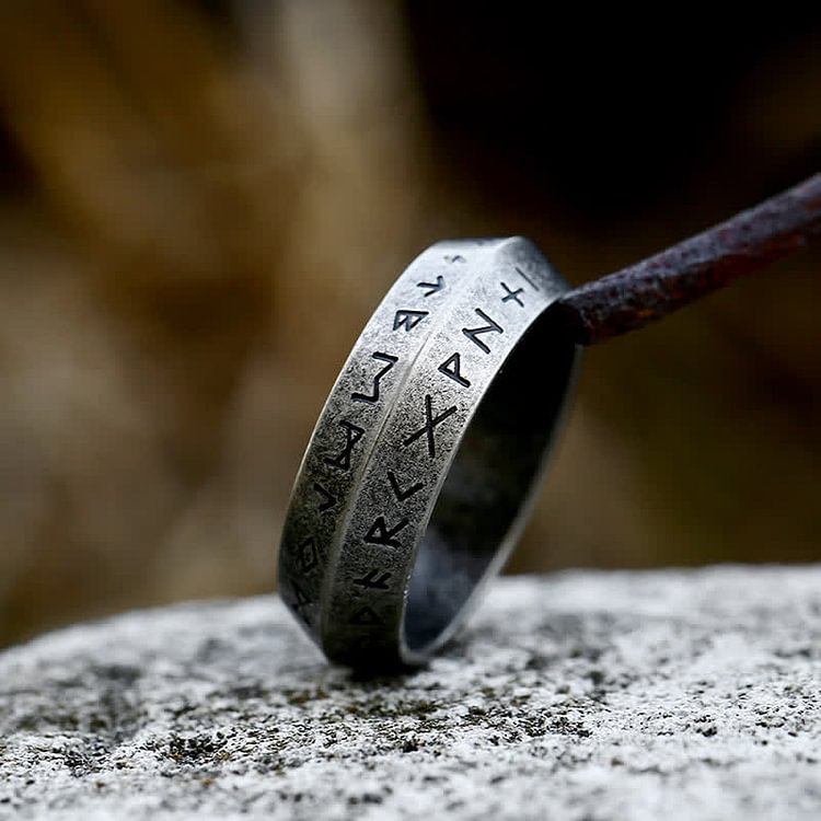 "War God" - Rune Norse Engraved Words Viking Ring