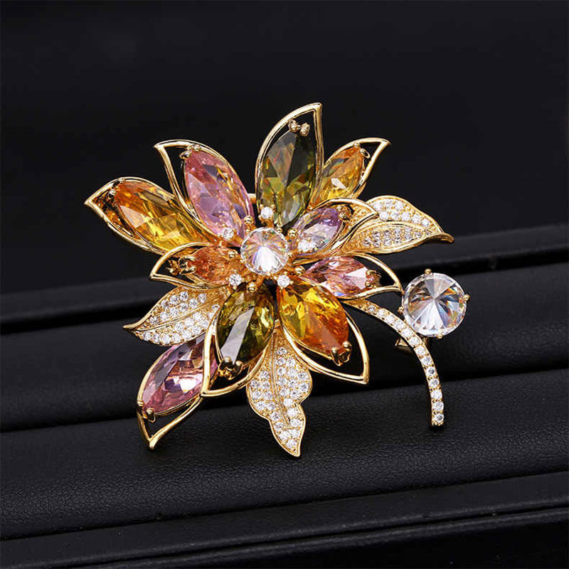 Luxury Hollow Design Multicolored Iris Brooch