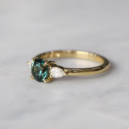 Emerald Zircon Engagement Ring