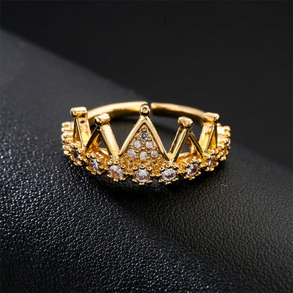 Hollow Crown Full Stones Ring