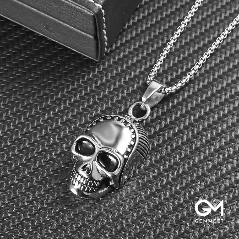 Vintage Skull Drop Oil Pendant Necklace