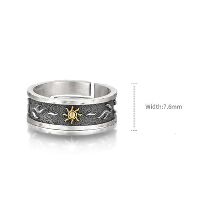 Fashion Men's Sun Flower Sterling Silver Vintage Rings