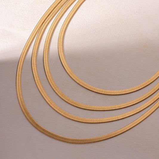 Metallic Stainless Steel Gold Snake Chain Necklace