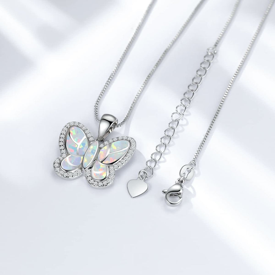 Summer Butterfly Opal with Zircon Necklace