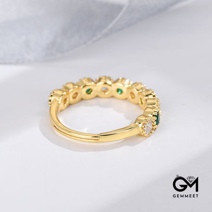 Vintage Gold-plated Green Zircon Green Garland Ring