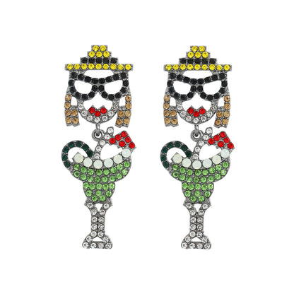 Cartoon Character Cute Long Alloy Inlaid Zircon Sparkling Earrings