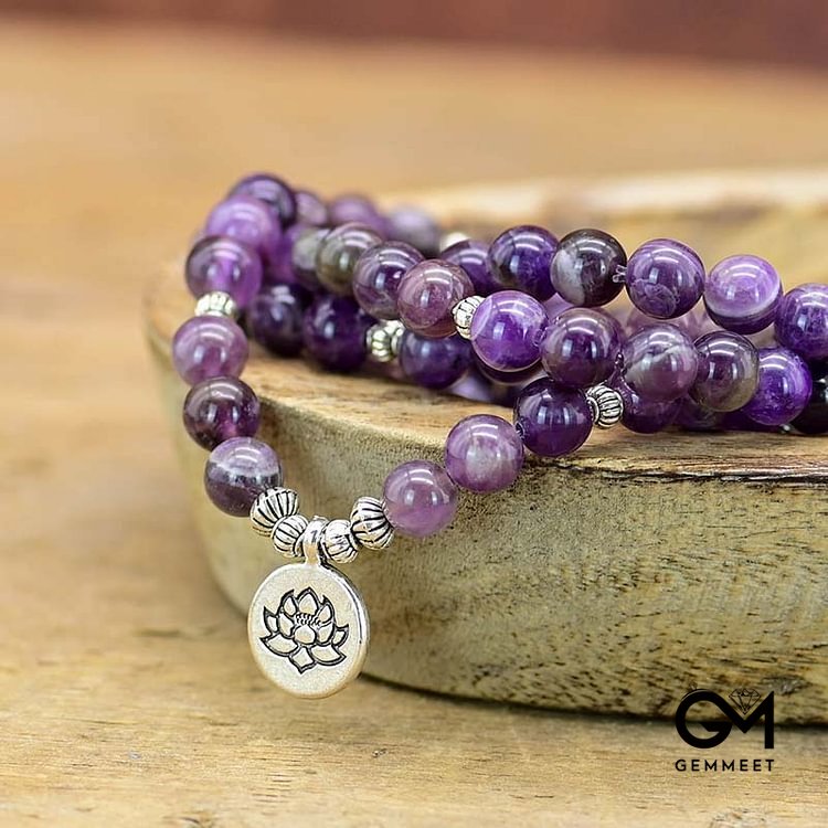 Lotus Symbol Amethyst Mara Necklace Bracelet