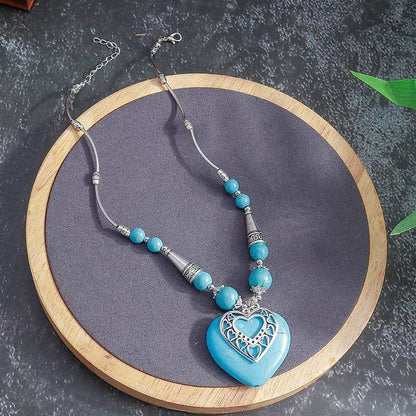 Blue Turquoise Healing Heart Necklace