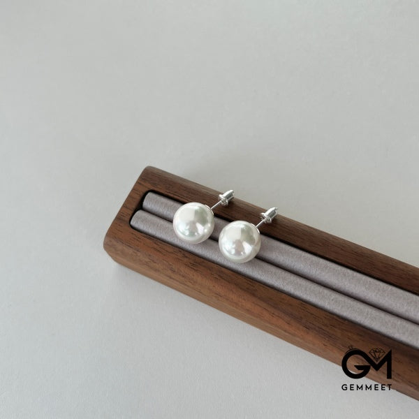 White Simple Design Exquisite 8MM Pearl Earrings