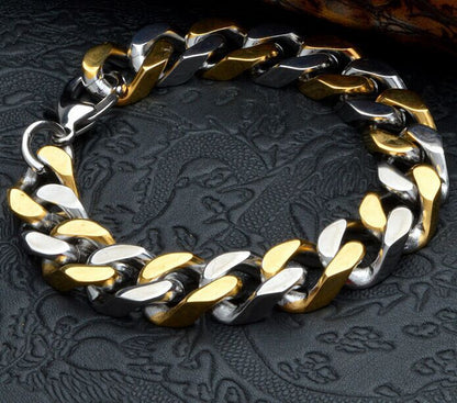 Stainless Steel Intergold Denim Bracelet for Men 4.0mm