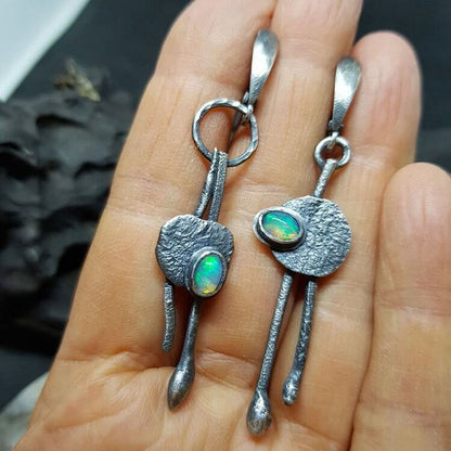 Asymmetric Colorful Opal Witch Earrings