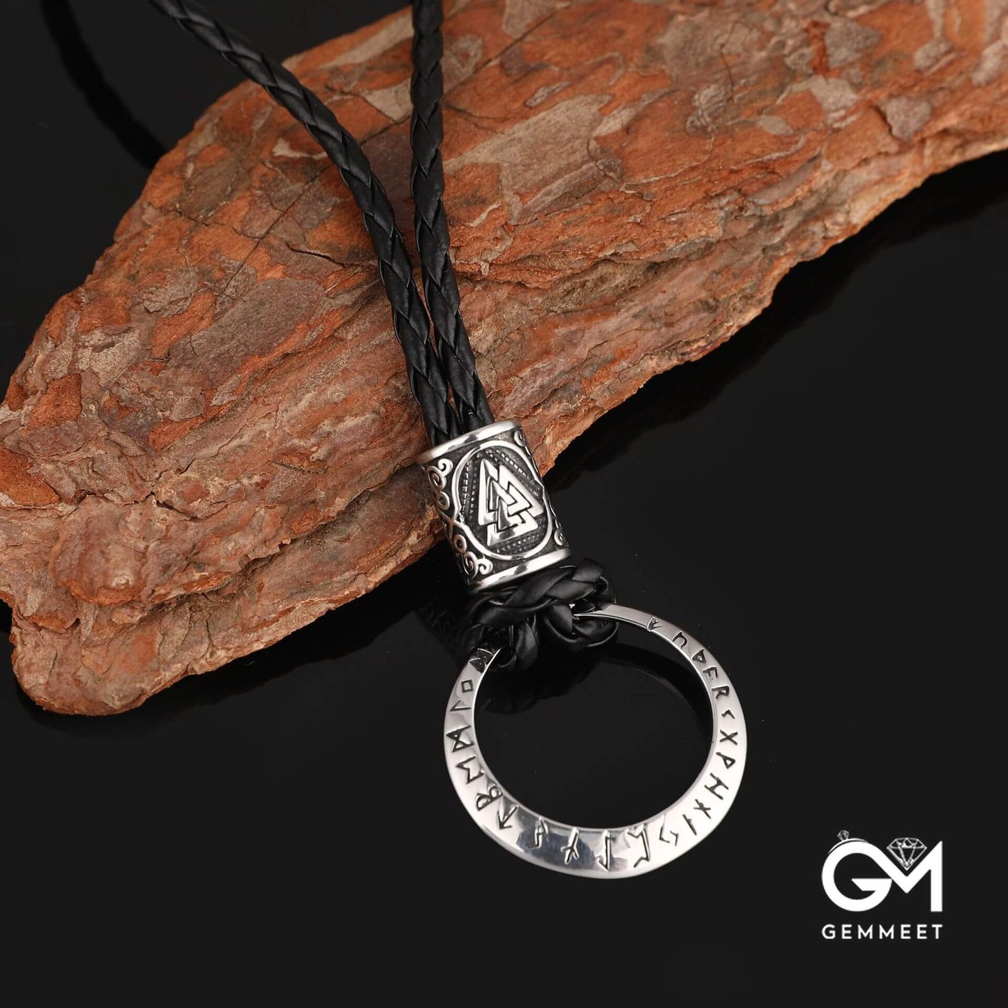 Viking Stainless Steel Rune Pendant Necklace