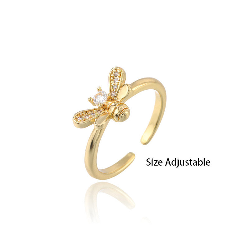 Simple Golden Cute Bee Ring