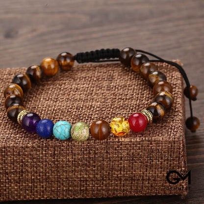 8mm Woven Shambhala Tiger Eye Bracelet