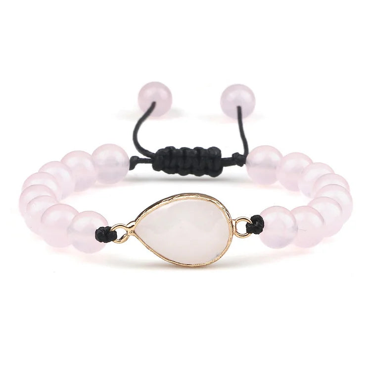 Rose Quartz Stone Beaded Opalite Bracelet