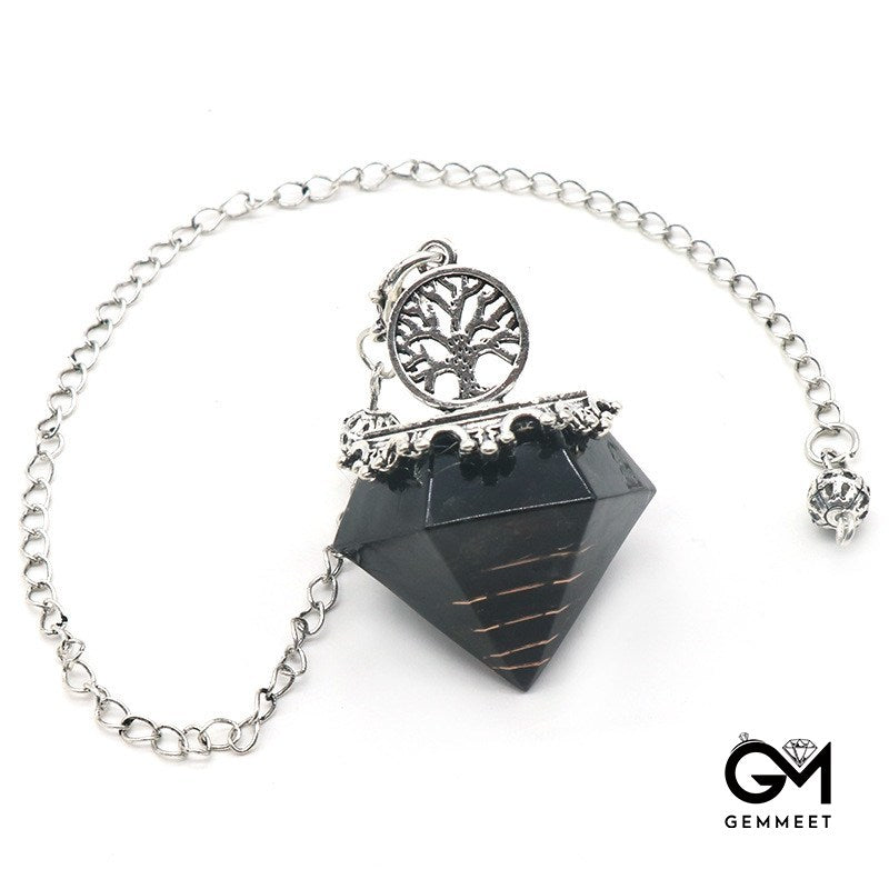 Obsidian Resin Crushed Stone Diamond Shaped Pendulum