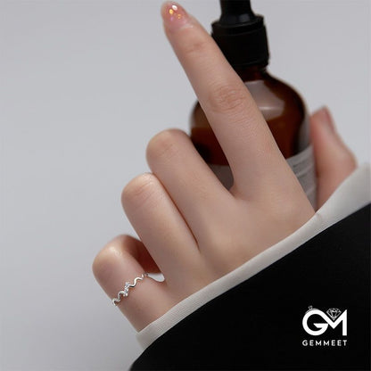 Micro-inlaid Wave Zircon Temperament Open Ring