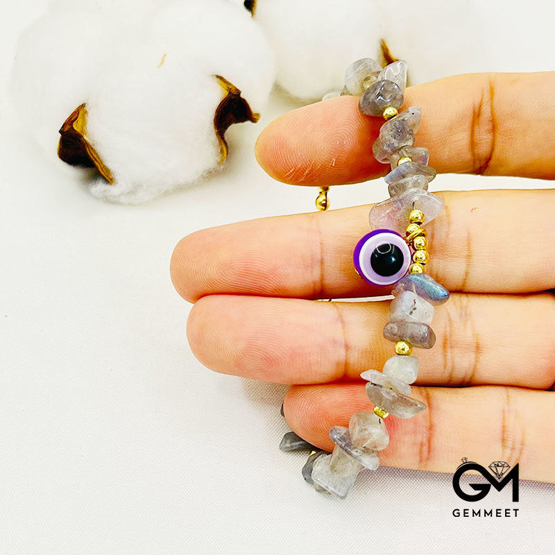 Fashion Crystal Gravel Evil Eye Pendant Bracelet