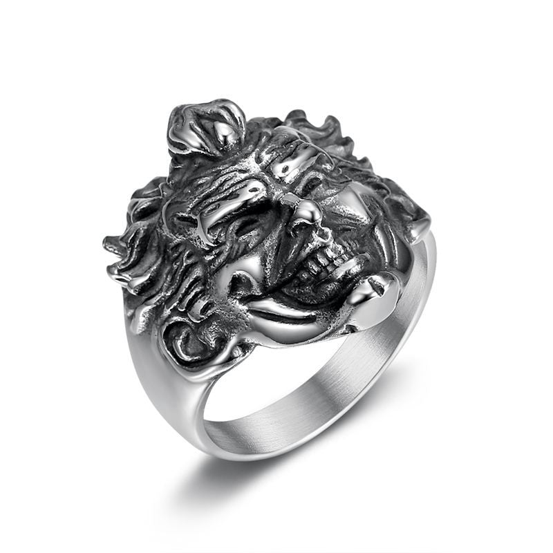 Punk Retro Clown Head Engraved Men's Ring