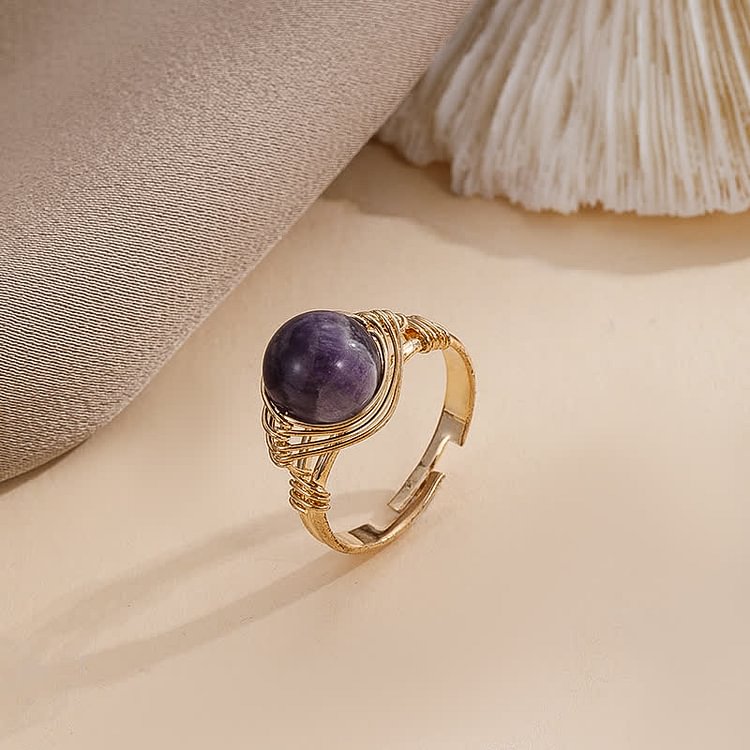 Natural Crystal Healing Protection Ring