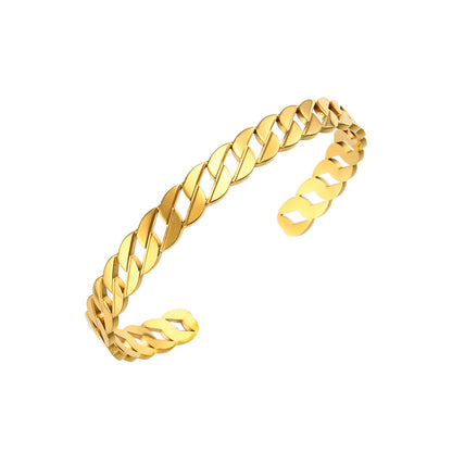 Stainless Steel Electroplated Gold Zircon Bracelet