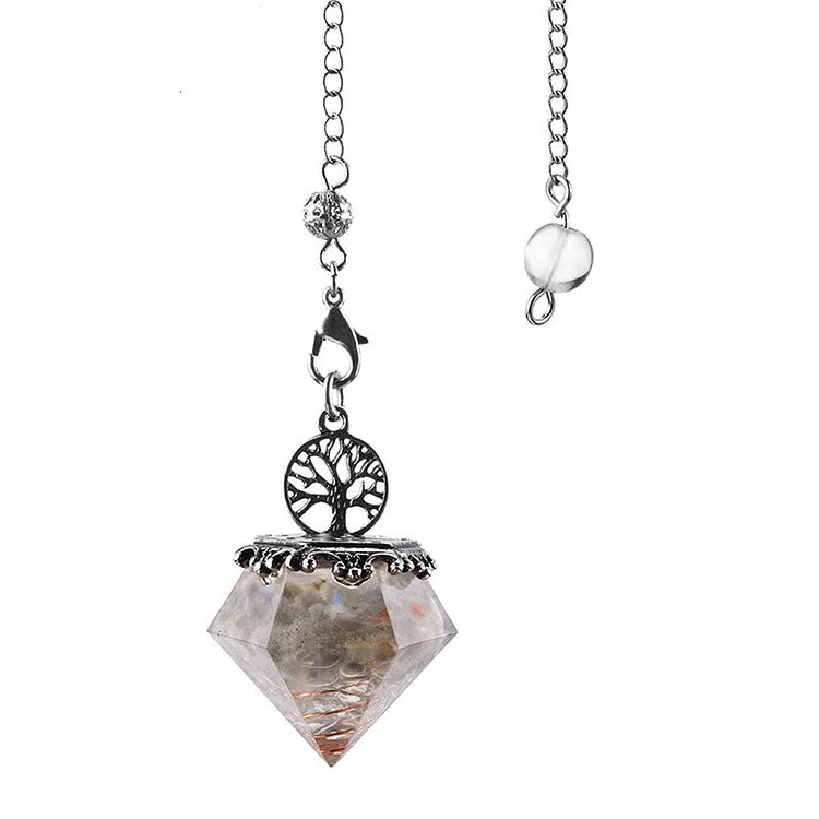 Natural Crystal Geometric Tree of Life Pendulum