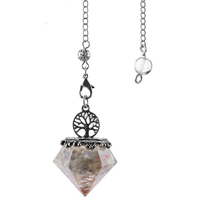 Natural Crystal Geometric Tree of Life Pendulum