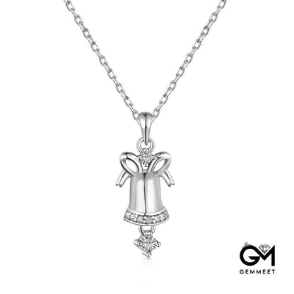 S925 Sterling Silver Christmas Bell Necklace