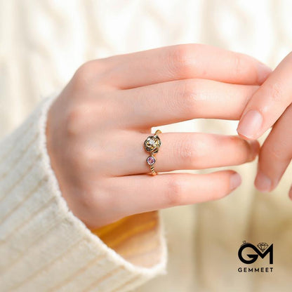 Gold-plated Rose Zircon Ring