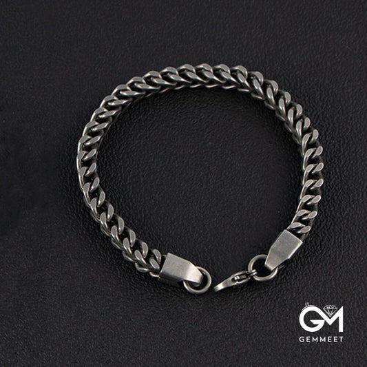 Vintage Round Ground Titanium Steel Hip Hop Bracelet