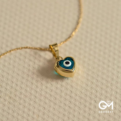 Blue Topaz Evil Eye Titanium Steel Necklace