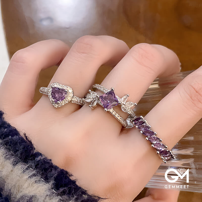 Luxury Purple Zircon Open Ring