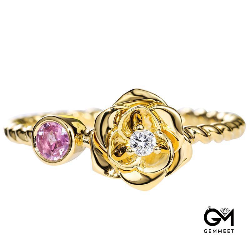 Gold-plated Rose Zircon Ring