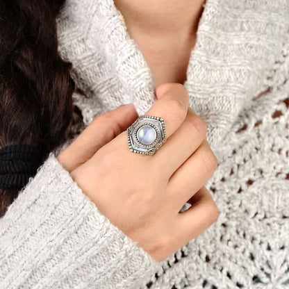 "Bright Lights" Bohemia Retro Moonstone Ring